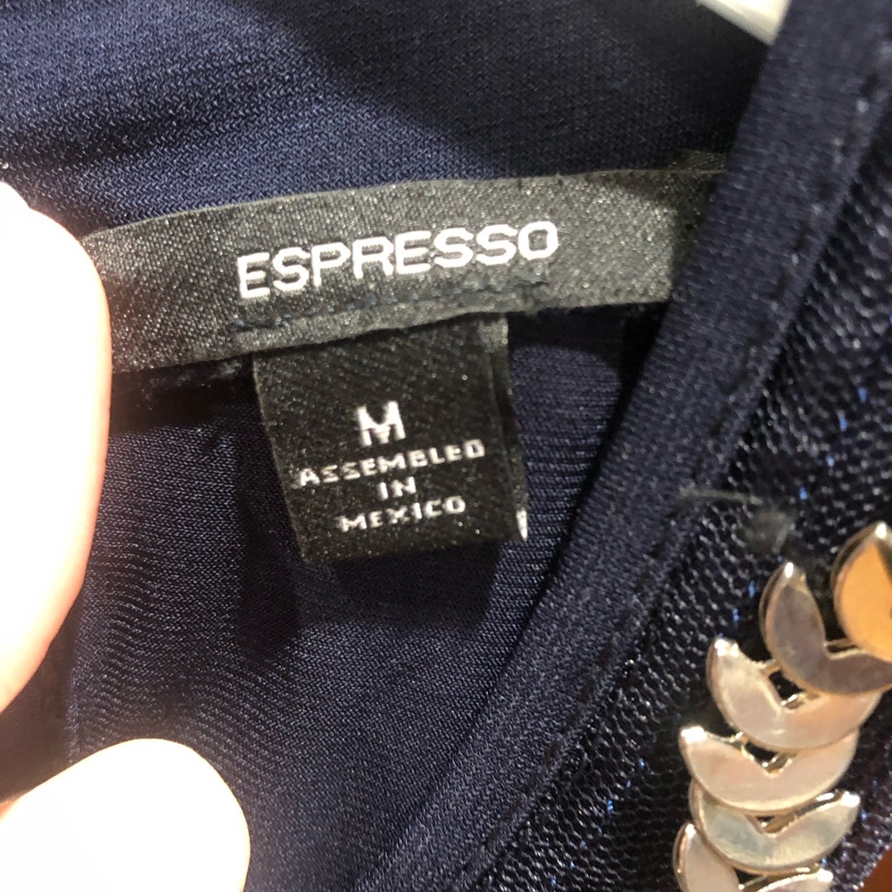 2/$30 Espresso Navy Blue Wide Leg Jumpsuit Sleeveless Halter Neck Dressy Sz M - Picture 6 of 11